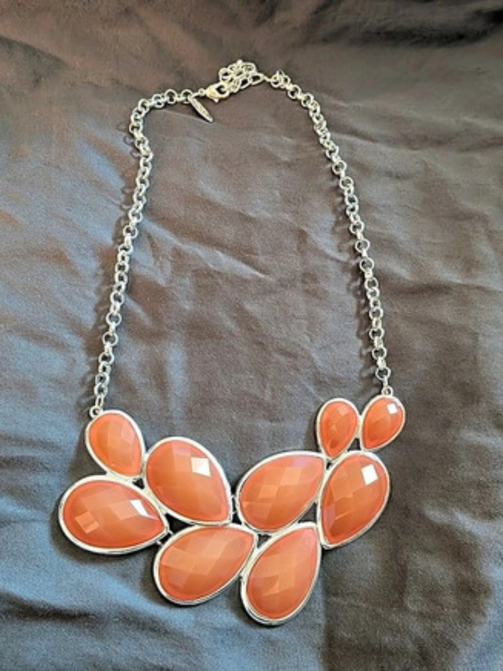 New York And Co Orange Stone Statement Necklace